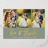 Invitation En Aluminium Collage photo Mariage minimal Sage Merci (Recto)