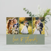 Invitation En Aluminium Collage photo Mariage minimal Sage Merci (Debout devant)