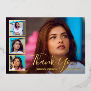 Invitation En Aluminium Collage photo moderne Elégant Graduation