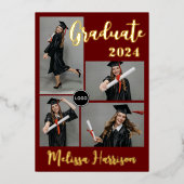 Invitation En Aluminium Collage photo personnalisé pour les diplômés (Recto)