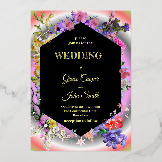 Invitation En Aluminium Collection de motifs floraux colorés/ géométriques