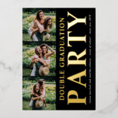 Invitation En Aluminium Collection photo moderne Double Graduation Party G (Recto)