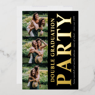 Invitation En Aluminium Collection photo moderne Double Graduation Party G