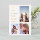 Invitation En Aluminium Collection photo moderne Mariage Gold (Debout devant)