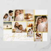 Invitation En Aluminium Collier Blanc Multiphoto Cadre Enregistrer La Date (Recto)