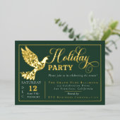 Invitation En Aluminium Colombe de Paix Ornementale Élégante Fête de Noël (Debout devant)