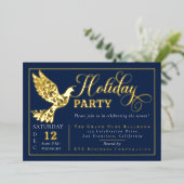 Invitation En Aluminium Colombe de Paix Ornementale Élégante Fête de Noël (Debout devant)