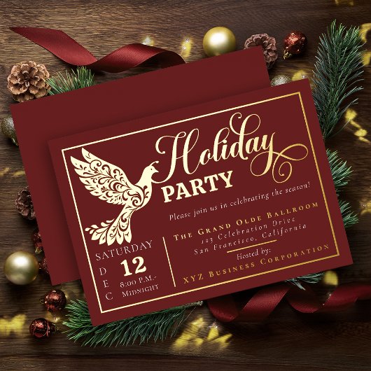 Invitation En Aluminium Colombe de Paix Ornementale Élégante Fête de Noël