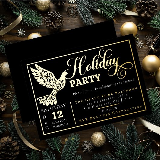 Invitation En Aluminium Colombe de Paix Ornementale Élégante Fête de Noël