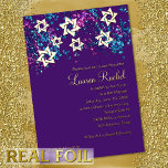 Invitation En Aluminium Coloré Bat mitzvah Gold Star Glittery Confetti<br><div class="desc">Bar Mitzvah and Bat Mitzvah invitation sets design by Umua. Printed and shipped by Zazzle or its partenaires.</div>