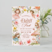 Invitation En Aluminium Colorful Fairy First Birthday Enchanted garden (Debout devant)