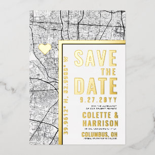 Invitation En Aluminium Columbus Love Locator Mariage Enregistrer la Dat