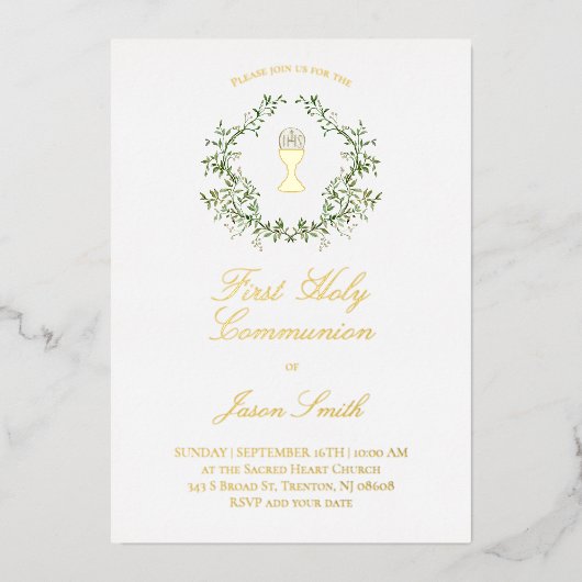 Invitation En Aluminium Communion catholique (Recto)