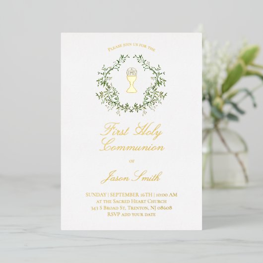 Invitation En Aluminium Communion catholique (Debout devant)