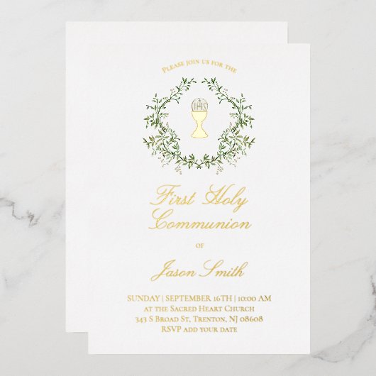 Invitation En Aluminium Communion catholique (Recto/Verso)