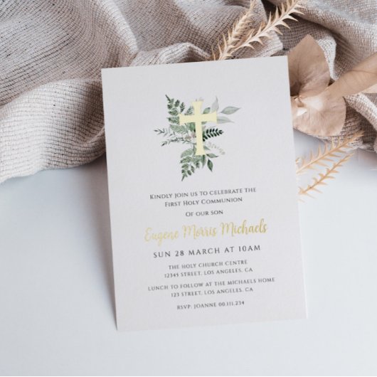 Invitation En Aluminium communion solennelle végétation 