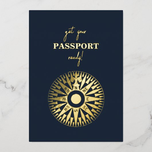 Invitation En Aluminium Compass Mariage réel Foil Enregistrer la date (Recto)