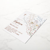 Invitation En Aluminium conception de fleurs sauvages Baptême (Rotation)