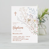 Invitation En Aluminium conception de fleurs sauvages Baptême (Debout devant)