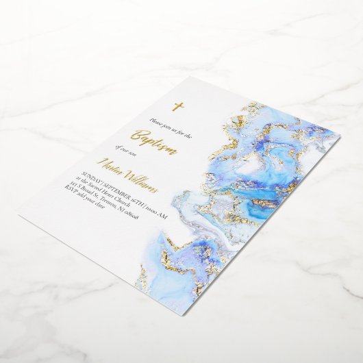 Invitation En Aluminium Conception de marbre fluide Baptême (Rotation)