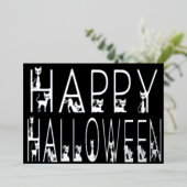 Invitation En Aluminium Conception de typographie "Joyeux Halloween" Black (Debout devant)