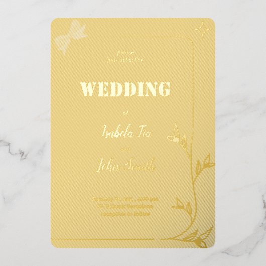INVITATION EN ALUMINIUM CONCEPTION ROMANTIQUE SIMPLE (Recto)