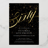 Invitation En Aluminium Confetti Black Gold Elegant Soixante-60e anniversa (Recto)