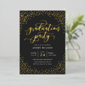 Invitation En Aluminium Confetti Elégant Script Graduation Party Foil Invi (Debout devant)
