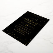 Invitation En Aluminium Confetti Gold Black Christmas Party (Rotation)