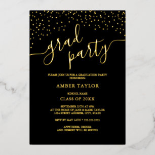 Invitation En Aluminium Confetti Gold Photo Graduation Party