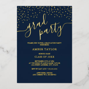 Invitation En Aluminium Confetti Marine Gold Photo Party