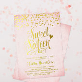 Invitation En Aluminium Confetti Rose & Or Sweet 16 Partie