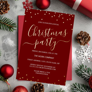 Invitation En Aluminium Confettis de calligraphie pour la fête de Noël de 