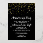 Invitation En Aluminium Confettis dorés sur fond noir Fête d'anniversaire  (Recto)