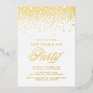 Invitation En Aluminium Confettis en feuille d'or pour la fête du Nouvel A
