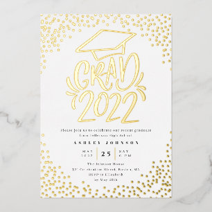 Invitation En Aluminium Confettis Lettres Diplômé 2022 Fête de Remise des