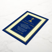 Invitation En Aluminium Confirmation Catholique Navy Real Gold Foil (Rotation)