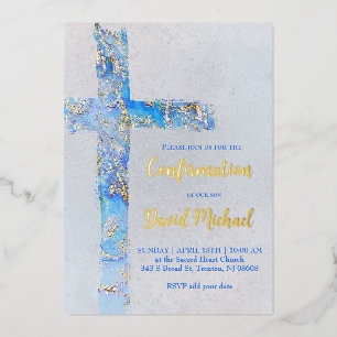 Invitation En Aluminium Confirmation de croix abstraite
