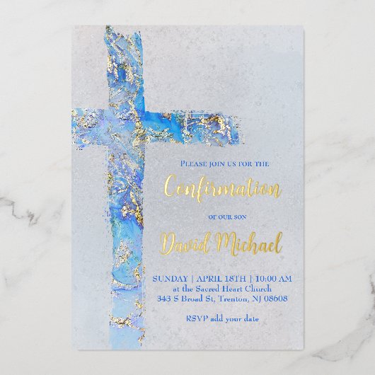 Invitation En Aluminium Confirmation de croix abstraite (Recto)