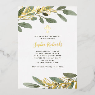Invitation En Aluminium Confirmation de feuilles d'olive et de feuille d'o