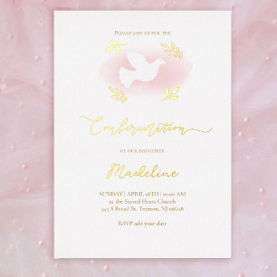 Invitation En Aluminium Confirmation de la colombe blanche