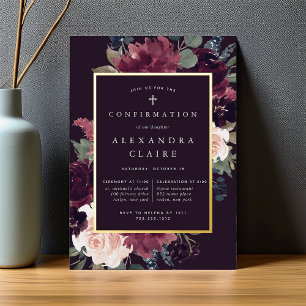 Invitation En Aluminium Confirmation de la fleur de prune