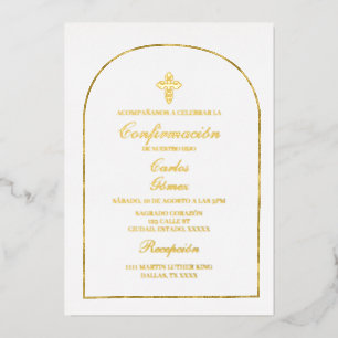 Invitation En Aluminium Confirmation élégante feuille d'or 