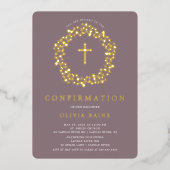 Invitation En Aluminium Confirmation Fleur Mauve (Recto)