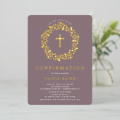 Invitation En Aluminium Confirmation Fleur Mauve (Debout devant)