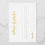 Invitation En Aluminium Conseil de mariage élégant classe et des voeux d'o<br><div class="desc">Classy Elegant Gold Mariage Advice and Wives Card avec titre en véritable feuille d'or police de script moderne avec détails en vrai feuille d'or police sans serif moderne sur arrière - plan blanc.</div>