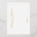 Invitation En Aluminium Conseil Mariage de script élégant et des souhaits<br><div class="desc">Ajoutez une touche personnelle à votre mariage avec un élégant conseil de mariage et une carte de voeux. Cette carte de conseil comporte le titre en feuille d'or moderne élégant style de police de calligraphie et détails en feuille d'or sans serif style de police sur arrière - plan blanc. Parfait...</div>