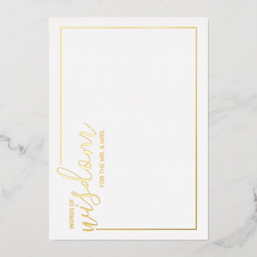 Invitation En Aluminium Conseil Mariage de script moderne et souhaits or (Recto)