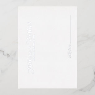 Invitation En Aluminium Conseils et Vœux de Mariage Elegant Script Argent