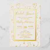Invitation En Aluminium constellation cardiaque étoiles beige douche nupti (Recto)
